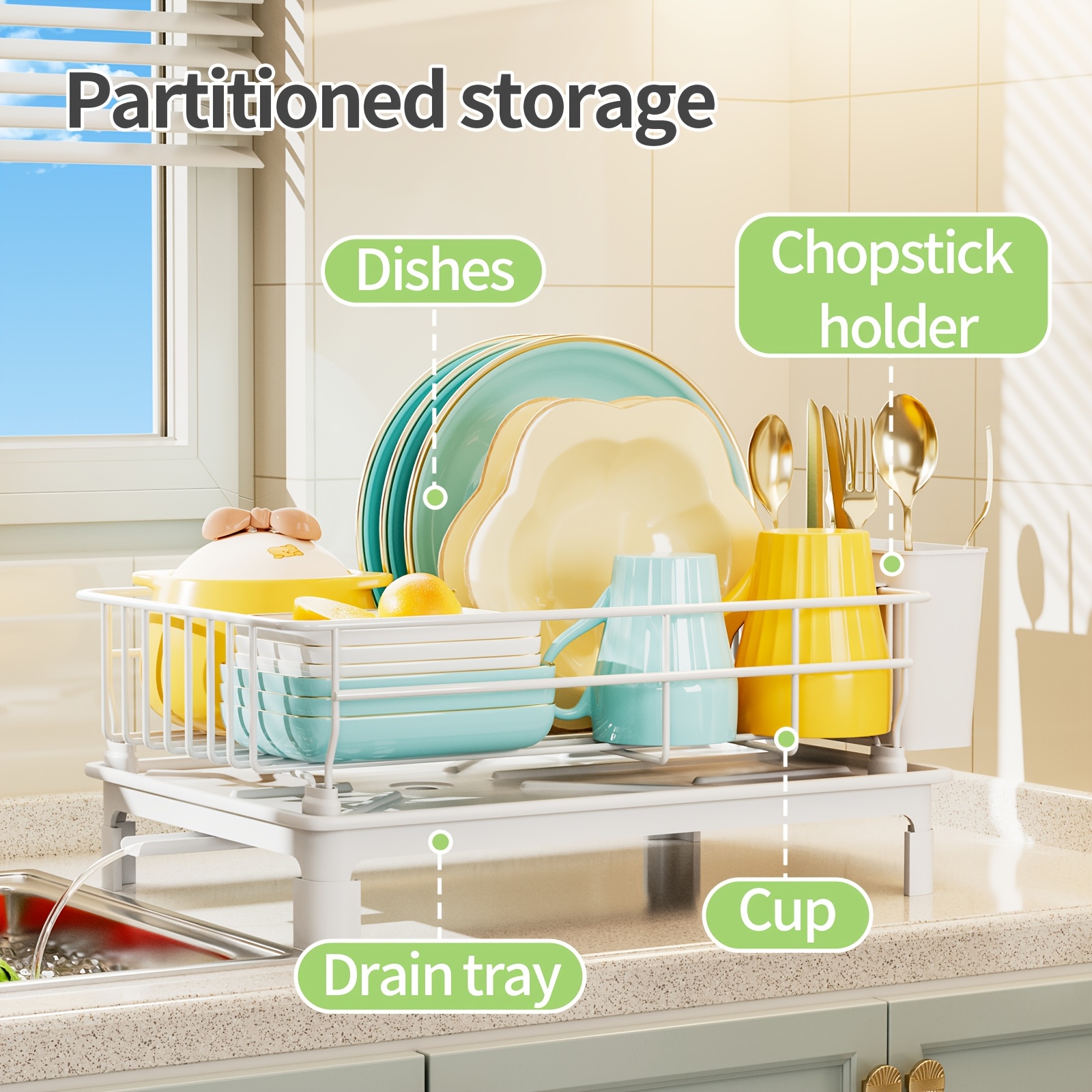Space-Saving Dish Rack with Cutlery Holder & Drainboard – Only RM17.99! Limited Stock Available!