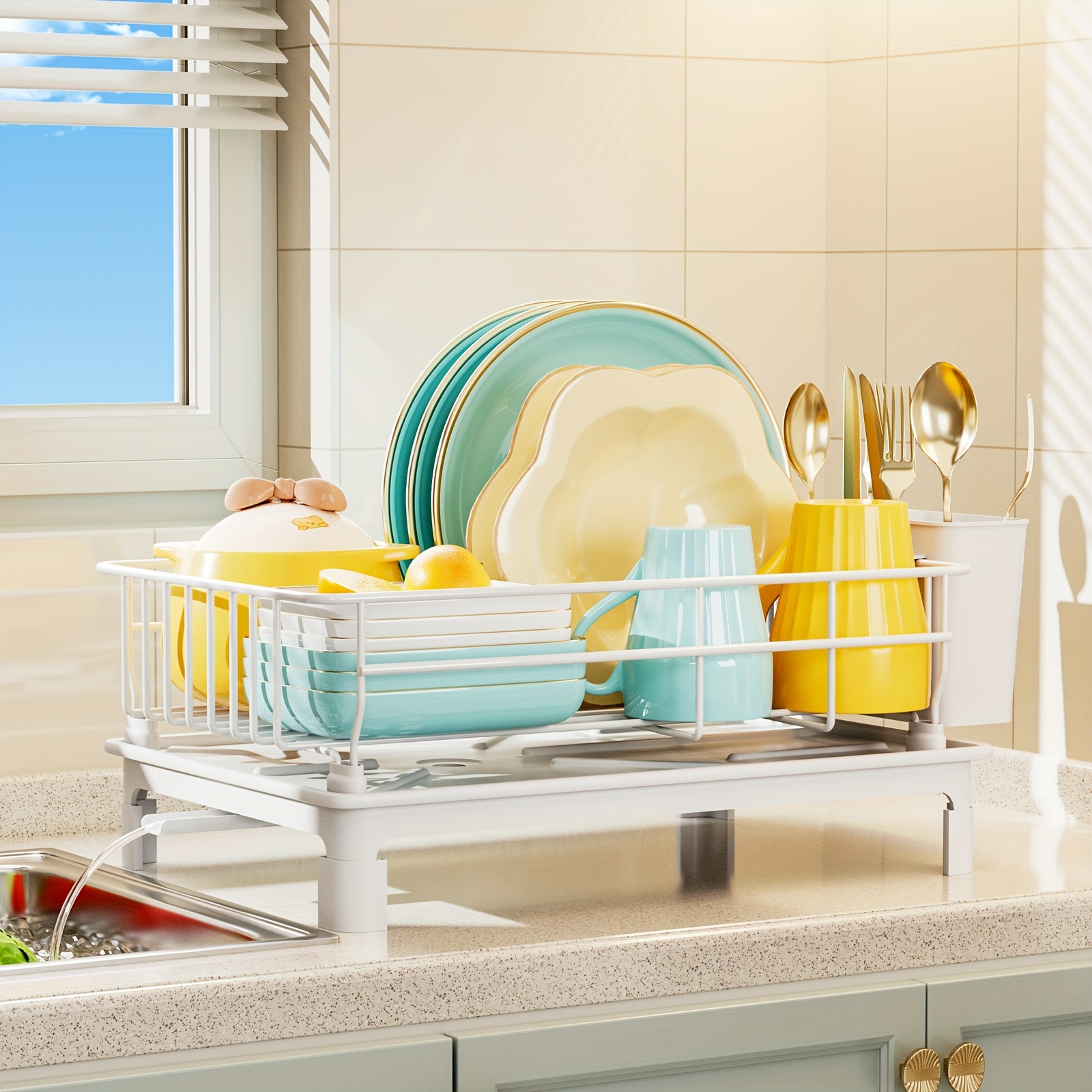 Space-Saving Dish Rack with Cutlery Holder & Drainboard – Only RM17.99! Limited Stock Available!