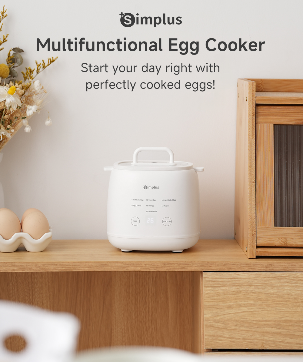 Simplus Multifunctional Egg Cooker |7 Modes | 24h Reservation | SUS304 Steaming Bowl | Steaming Egg Custard Yogu